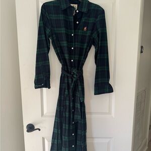 Kiel James Patrick Green Plaid Long Sleeve Dress